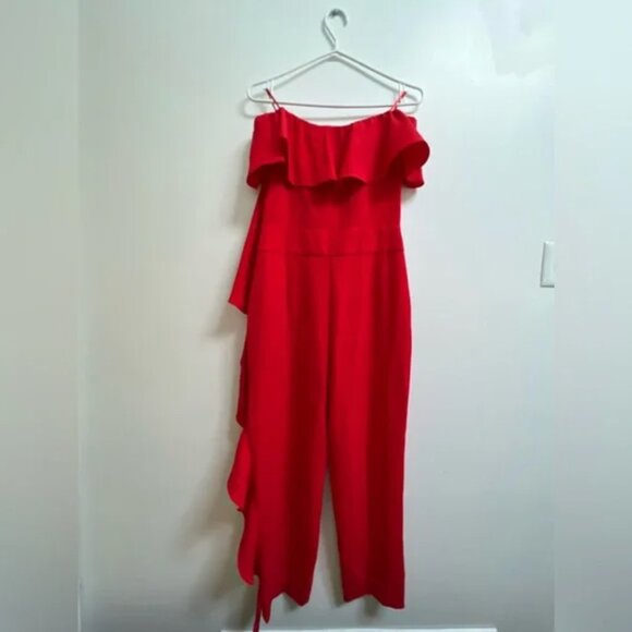 Zara Ruffled Off-The-Shoulder Jumpsuit S - Picture 7 of 14